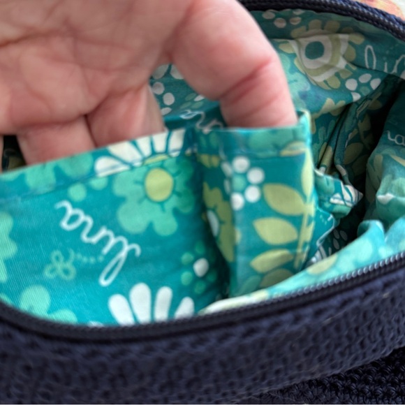 Navy Crochet Hand Shoulder Bag Silver Hardware Boho Chic Y2K - Picture 5 of 15